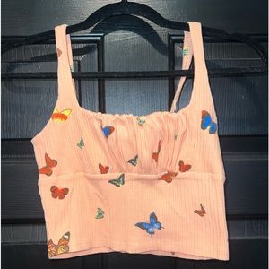 Peach Butterfly Crop Top